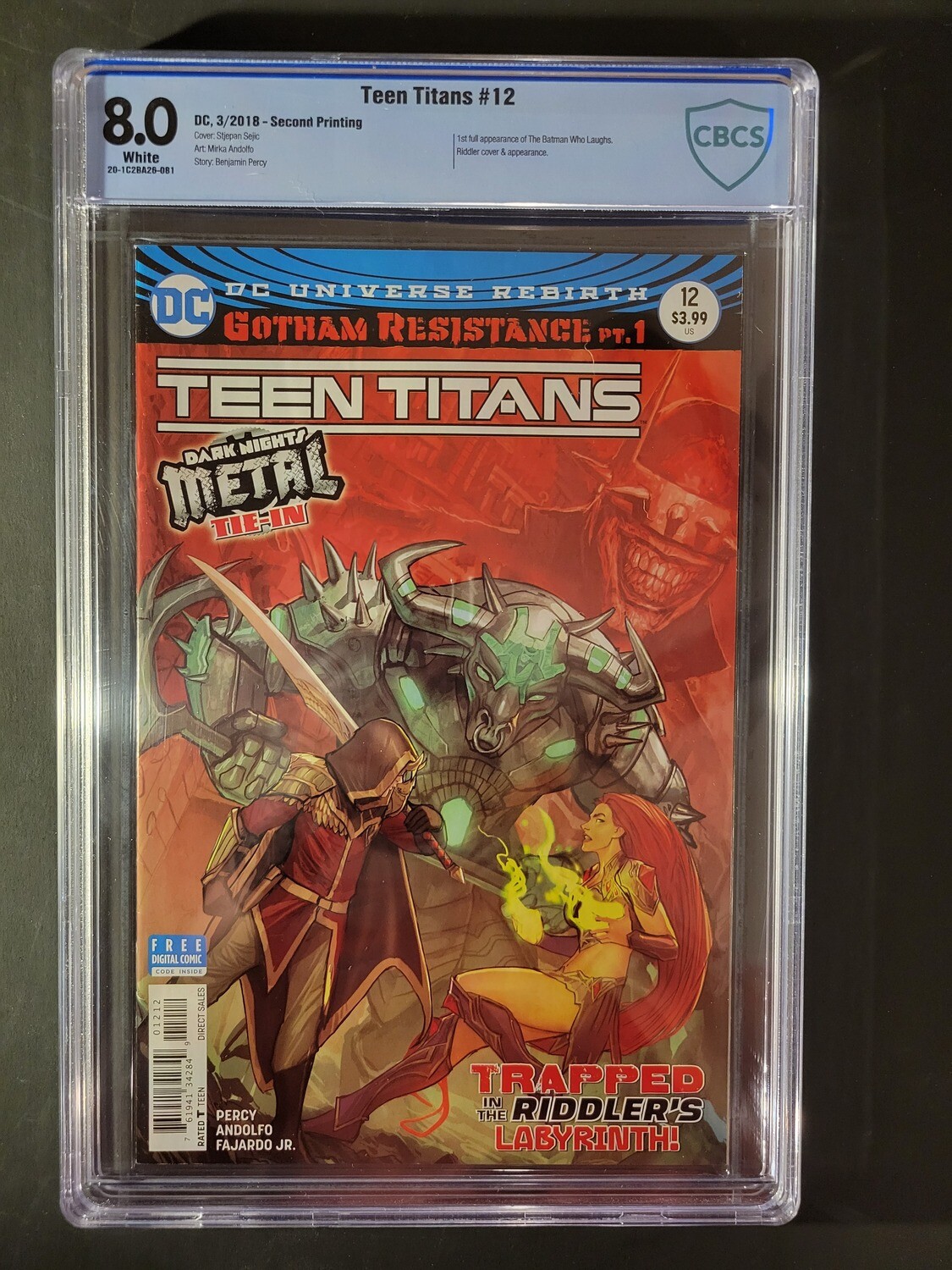 Teen Titans #12 2nd Printing CBCS 8.0 1st appearance of Batman Who Laughs