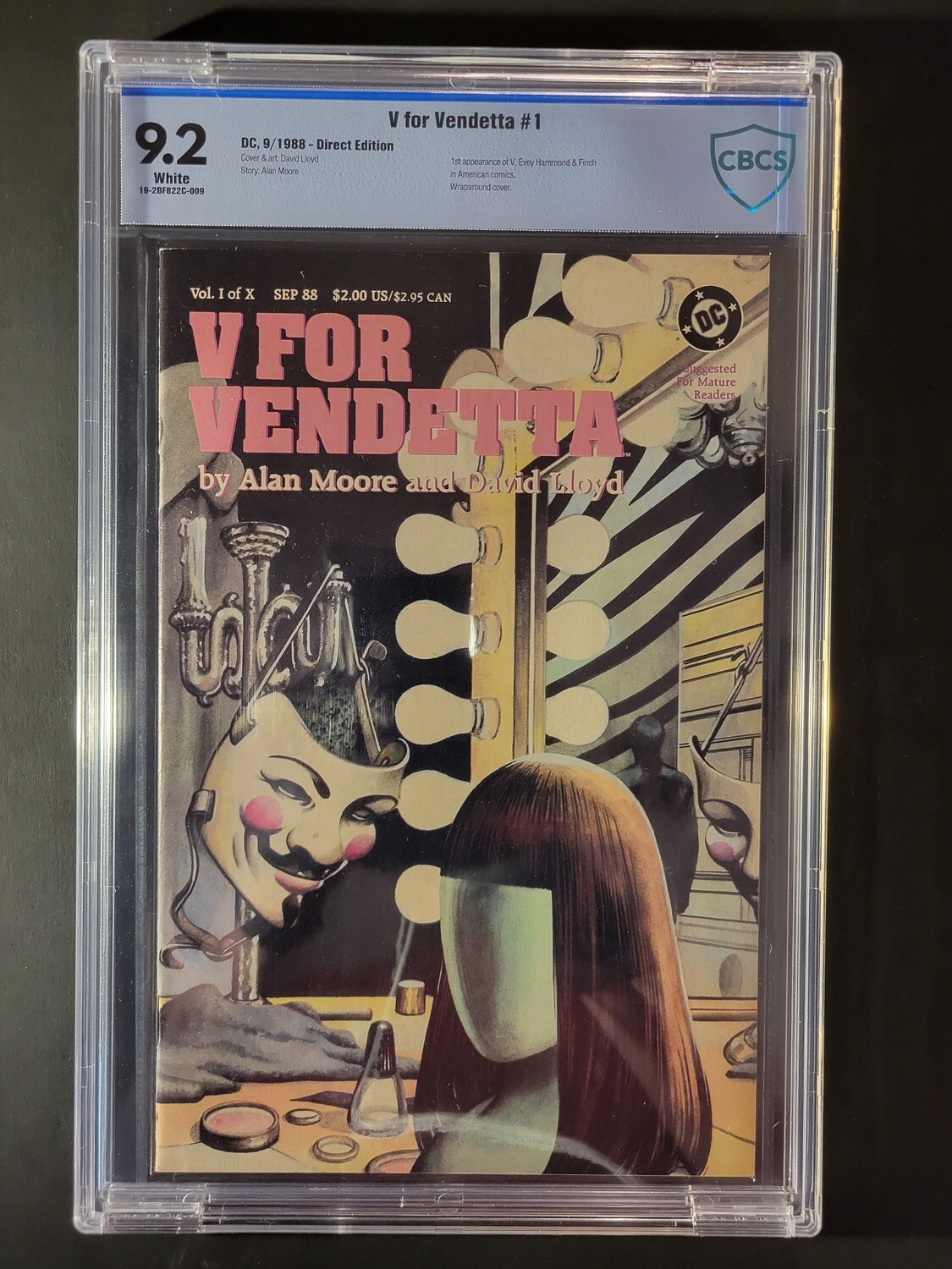 V For Vendetta #1 CBCS 9.2 1st appearance of V, Evey Hammond, & Finch in American comics