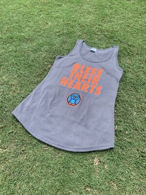Ladies Bless Their Hearts Owl Tank Top Charcoal