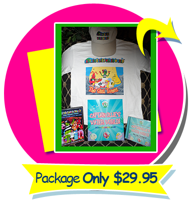 Party Package - The Sea Tones T-Shirt, Hat, DVD, CD and Story Coloring Book.