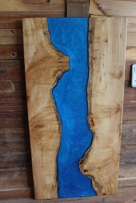 Live edge slab Maple 2 Piece glue up with Blue resin river