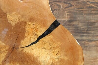 Live Edge Cross Cut Maple top with Caviar resin fill