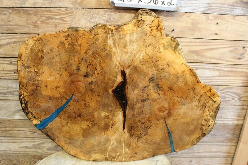 *SOLD* Live Edge Spalted Maple with Bahama Blue Epoxy Fill