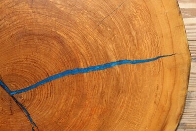 Live Edge Cross Cut Hackberry with Maui Blue Resin Fill