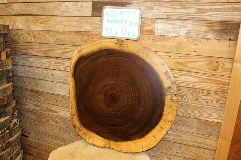 **SOLD** Live Edge Cross Cut Monkey Pod with Epoxy and Lacquer