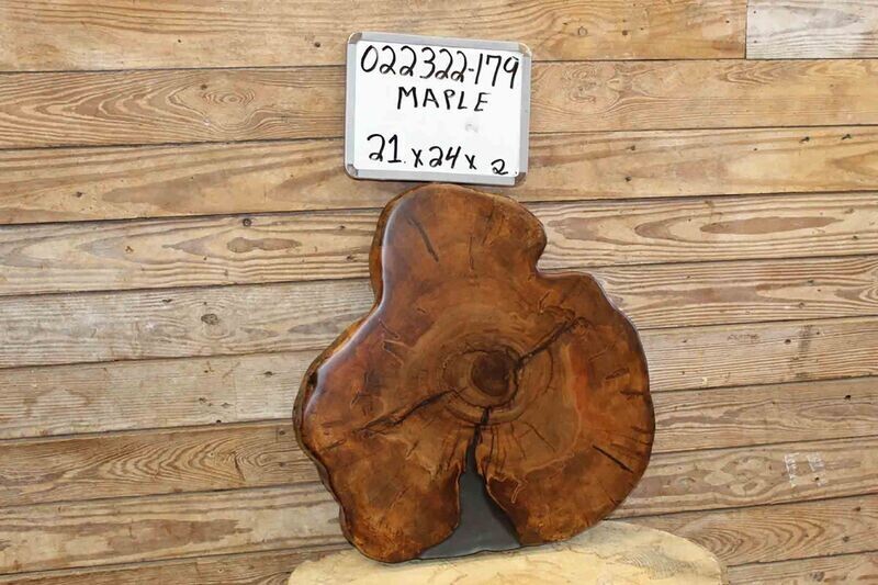 Live Edge Maple Cross Cut w/ Caviar Resin Fill