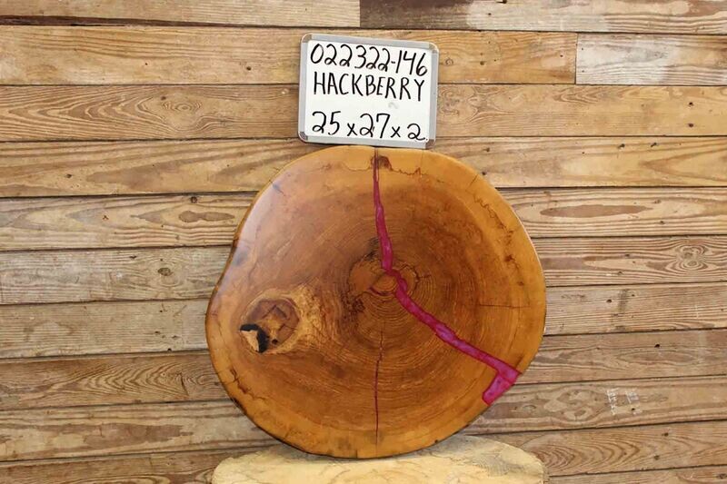 Live Edge Hackberry Cross Cut w/ Parrot Resin Fill