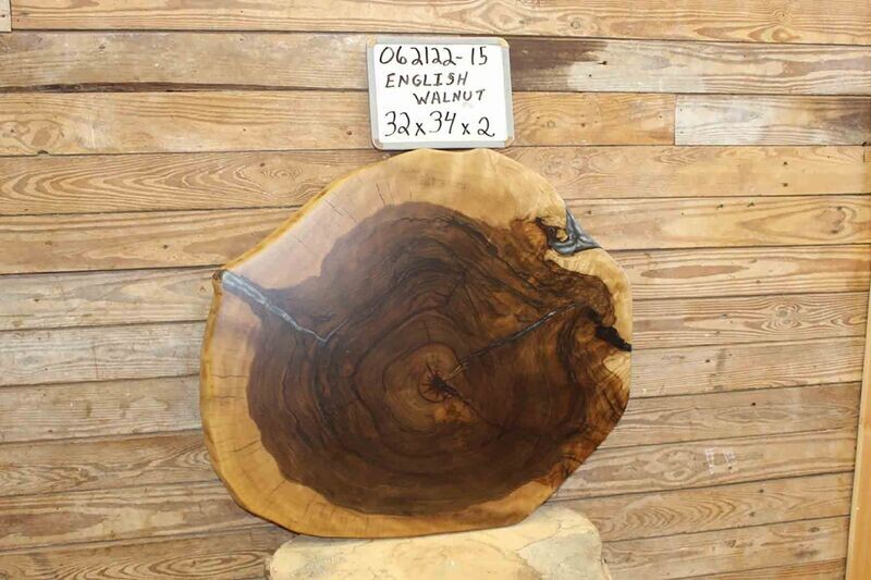 *SOLD* Live Edge English Walnut Cross Cut w/ Dolphin Resin Fill