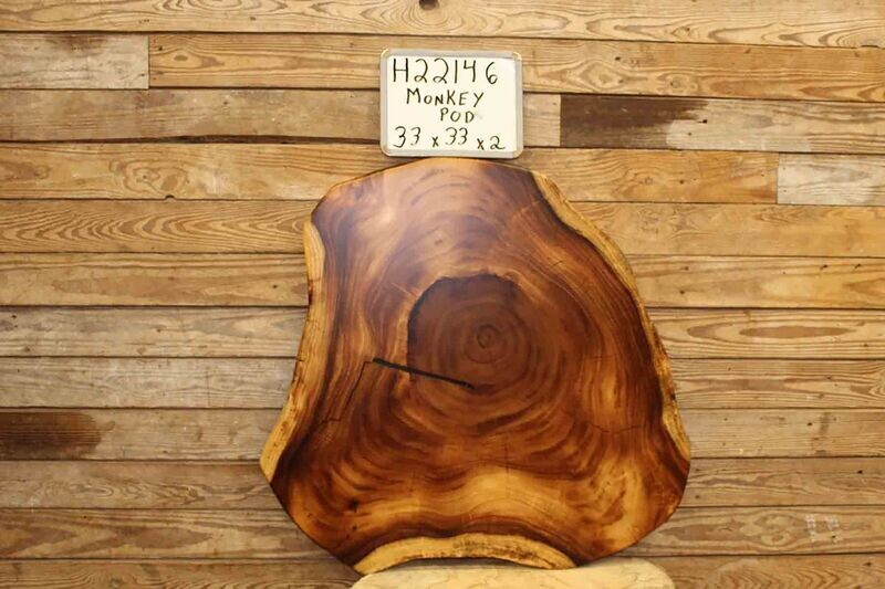 Live Edge Monkey Pod Crosscut w/ Clear Resin Fill