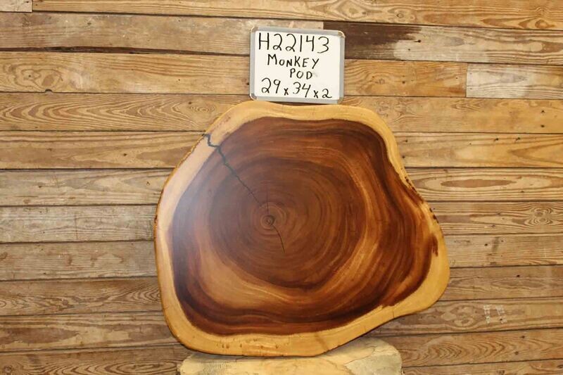 Live Edge Monkey Pod CrossCut w/ Caviar Fill
