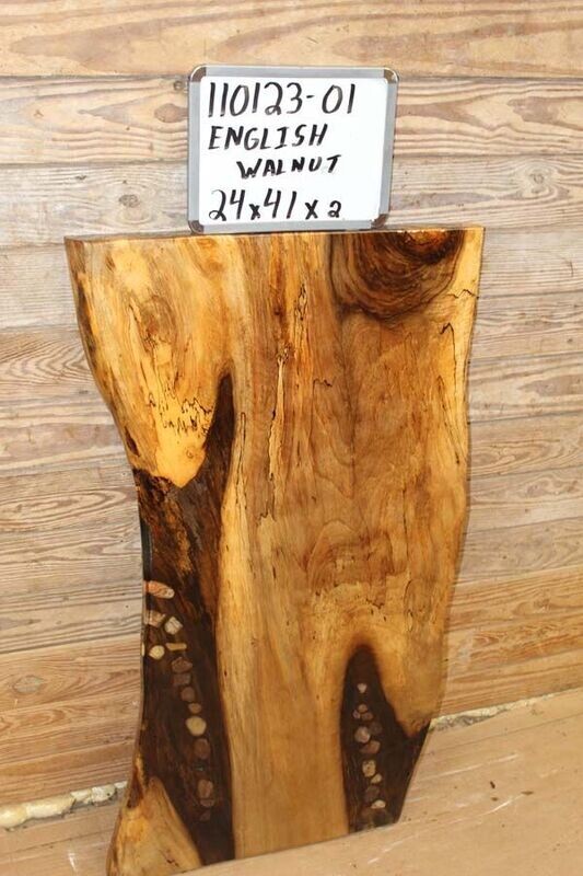 SOLD  Live Edge Slabwood English Walnut w/ River Rocks