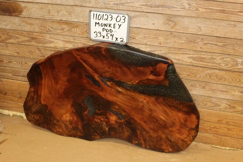 Live Edge Crosscut Monkey Pod w/ Ocean Blue Resin Fill