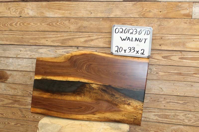 Live Edge Walnut Top w/ Caviar Colored Resin River