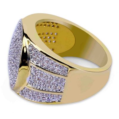 Men&#39;s Luxury Cubic Zirconia Encrusted Hip Hop Ring