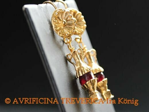 greek earrings with garnet amphora greek earrings with garnet amphora
