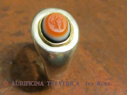 roman signet ring on 3 layered agate with very small engraving roman signet ring on 3 layered agate with very small engraving