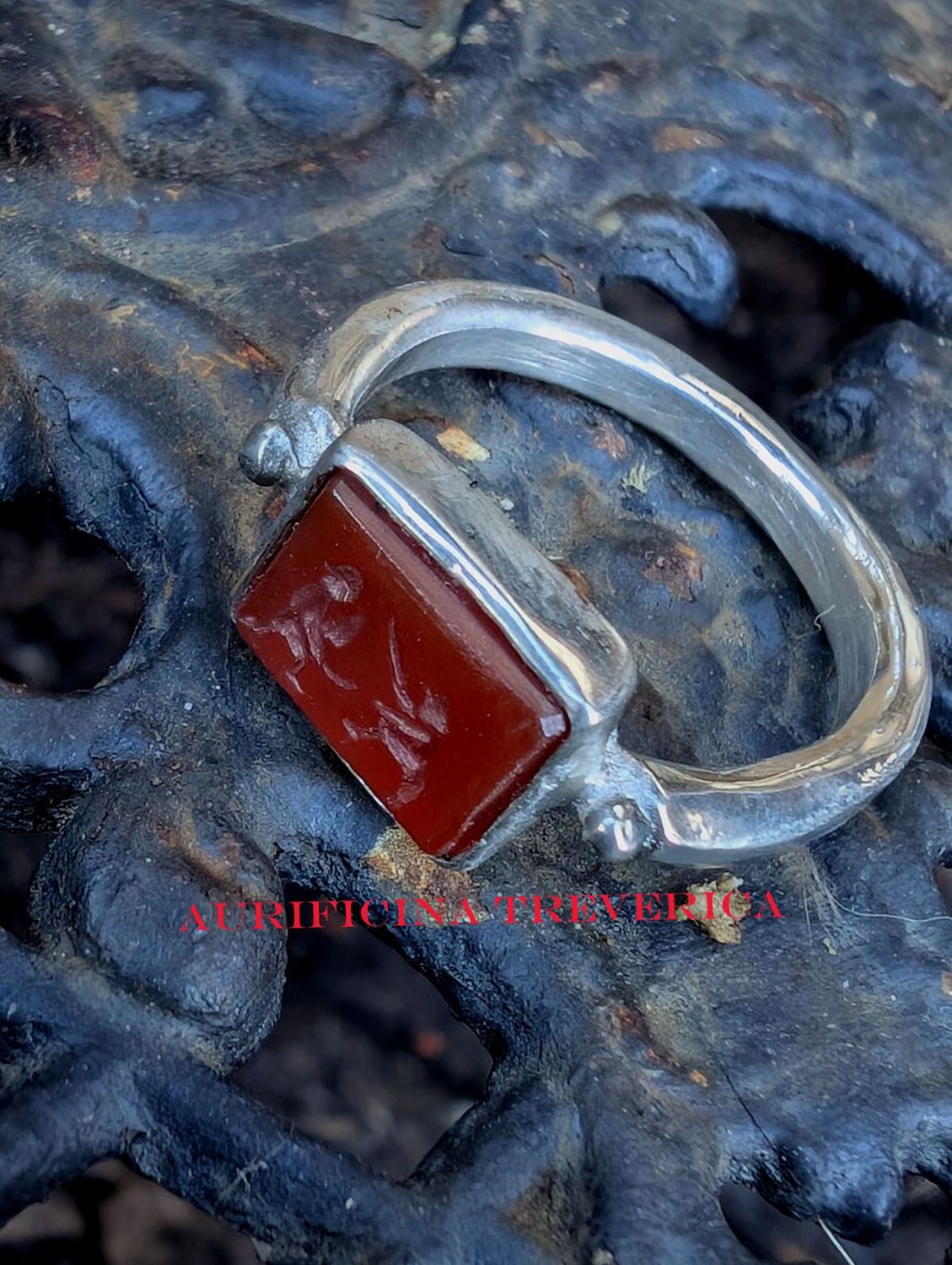 Römische Gemme Ring Gladiatoren