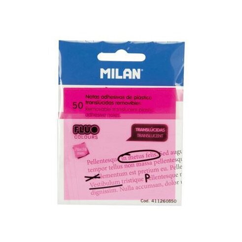 Bloco Notas Aderentes Milan Fluo Rosa 76x76mm.