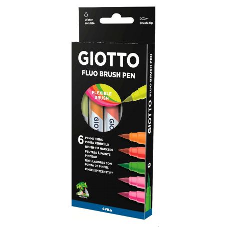 Marcadores Giotto Turbo Soft Brush Fluo 6