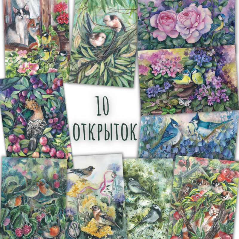 В саду. Иллюстрации Татьяны Пловецкой. 10 открыток