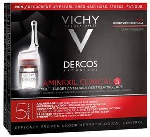 VICHY DERCOS AMINEXIL CLINICAL 5 HOMBRE 12 AMPOLLETAS DE 6 ML