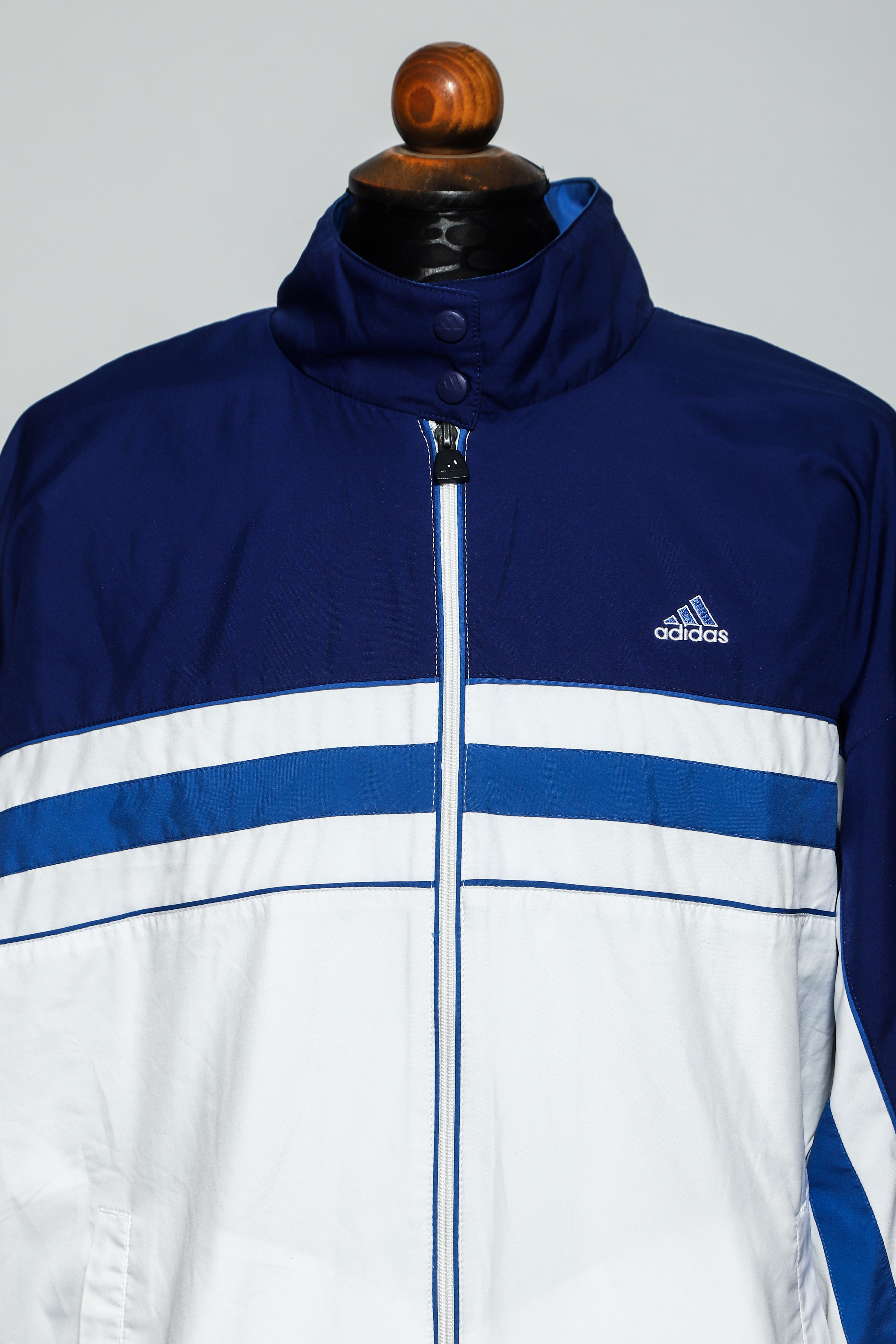 White and Blue Adidas Track Jacket