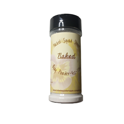 Image of a cylindrical powder shaker container with a perforated top for dispensing. It has an off-white label with medium brown text around the body featuring product information.