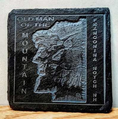 Old Man Of The  Mountain New Hampshire Historic Rock Formation Slate CNC Carved Coaster