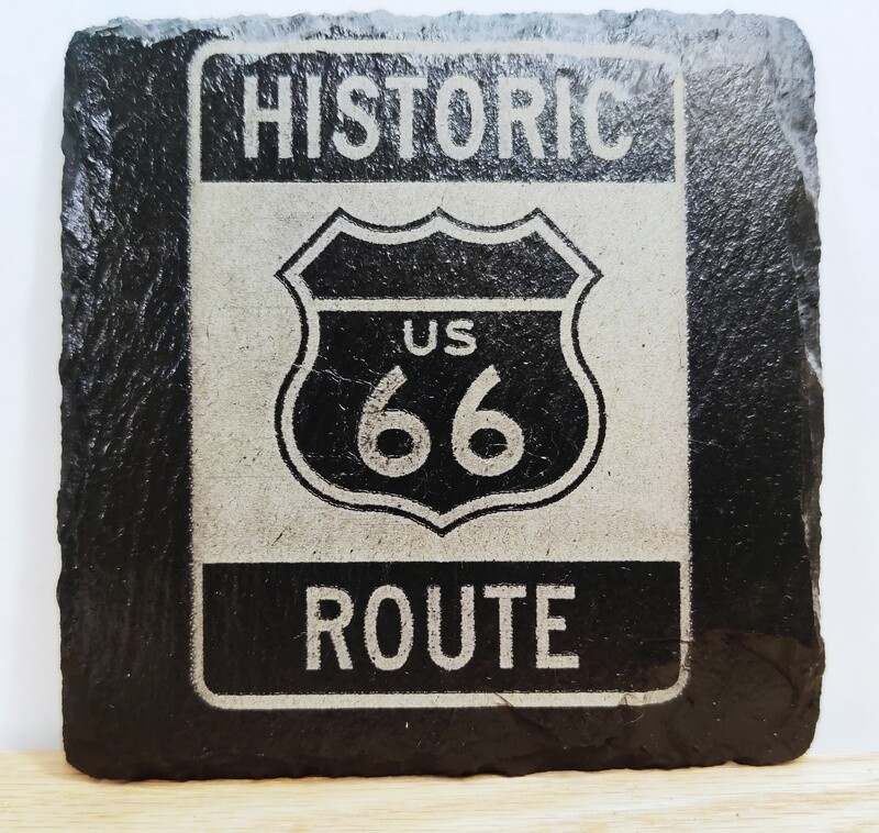Route 66 Famous Road Signs Slate Coaster Laser Etched