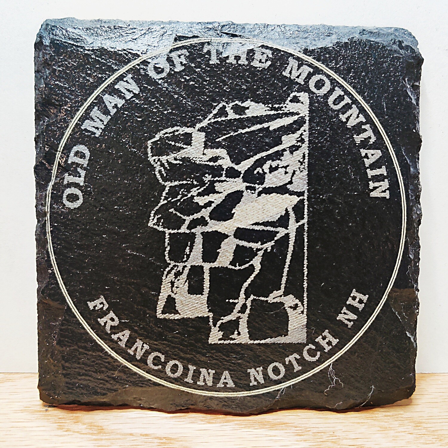 Old Man Of The Mountain New Hampshire Historic Rock Formation Slate Coaster Laser Etched