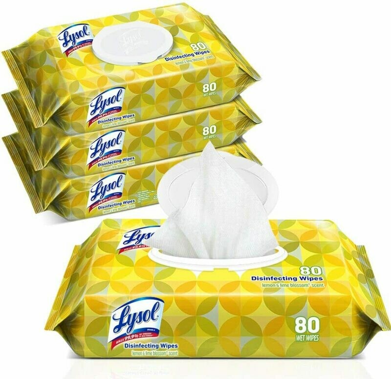 Lysol Handi-Pack Disinfecting Wipes, Lemon and Lime Blossom, Cleaning Wipes, Antibacterial Wipes, Sanitizing Wipes, Cleaning Supplies 80 Count (Pack of 4)