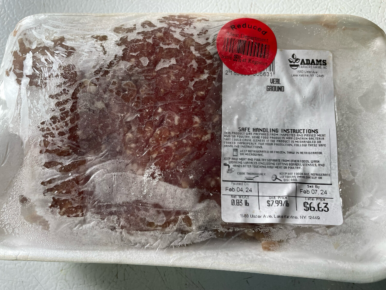 Ground Veal (Young Beef) (*LIMIT 1 per household*)