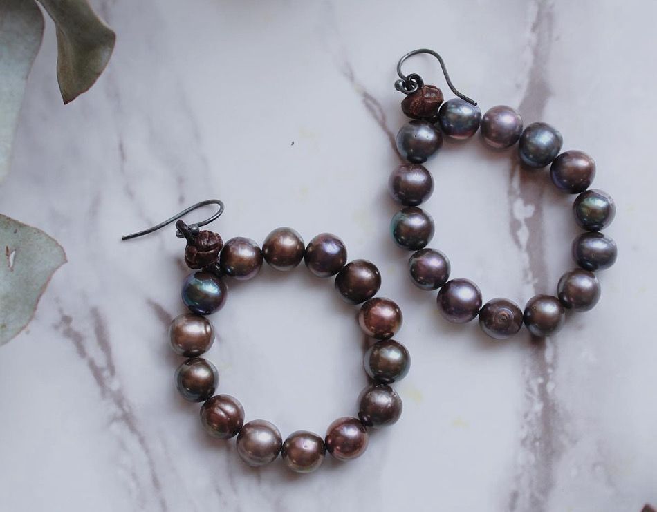 Aretes Pab Perlas Gris