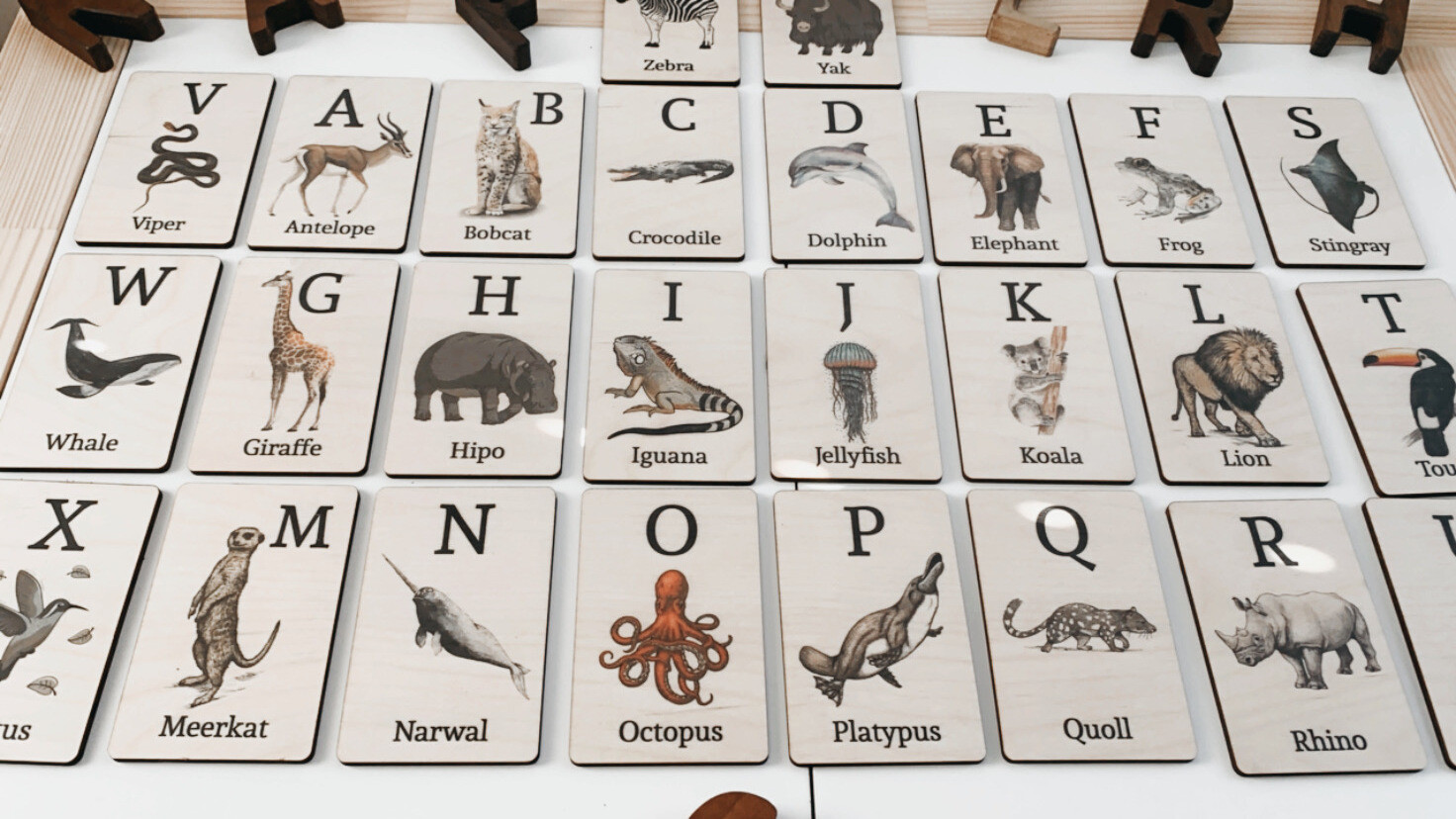 Wooden Alphabet Letter Cards (26 Letter)