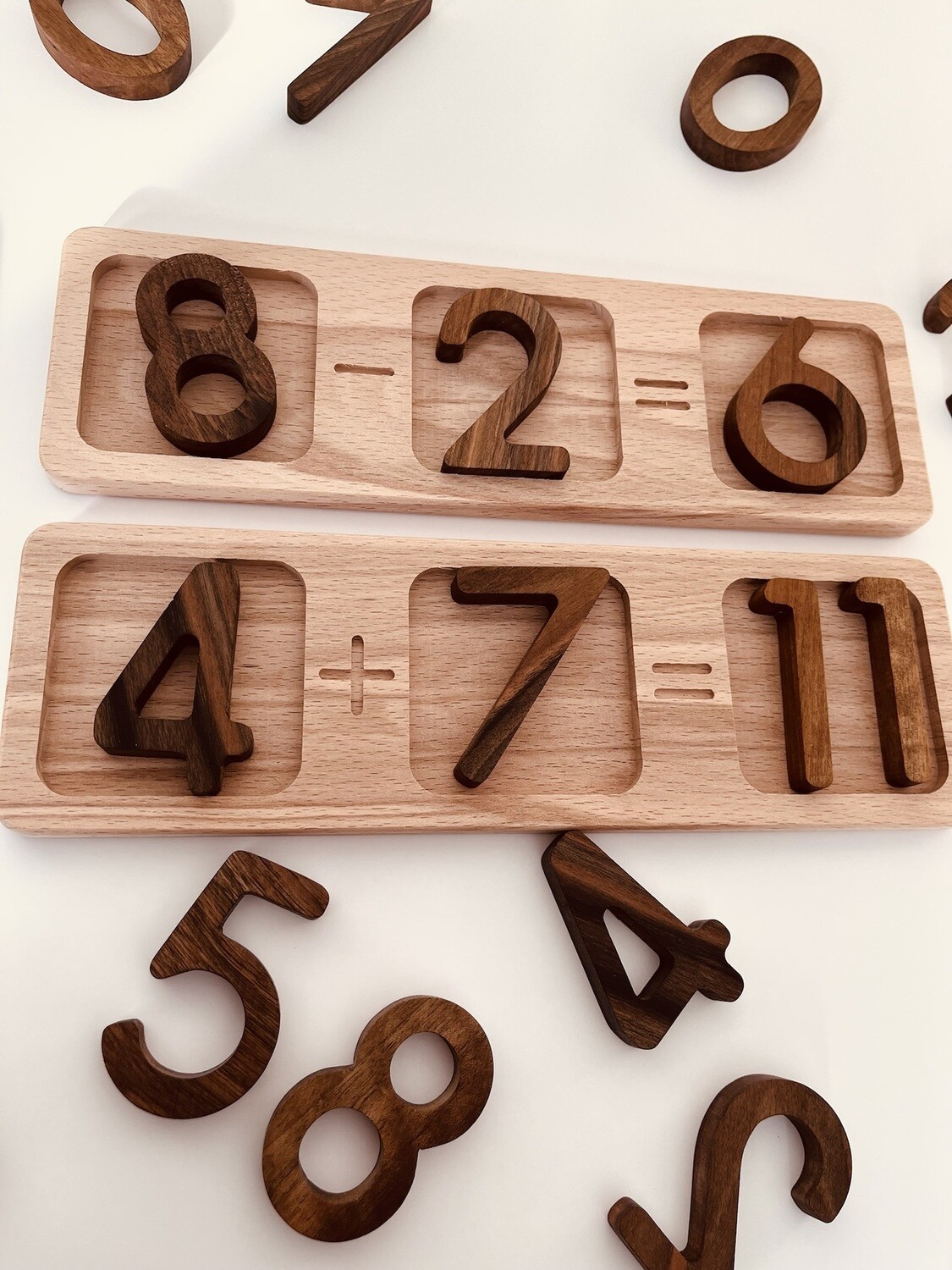 Addiction and Subtraction Boards w 2 set of Walnut Numbers