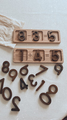 Wooden Math Board W 2 set of 0-9 Numbers