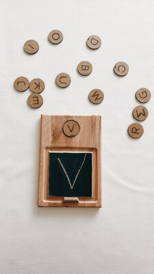 Wooden Chalk Board and Alphabet Letters for Practicing/Writing Letters