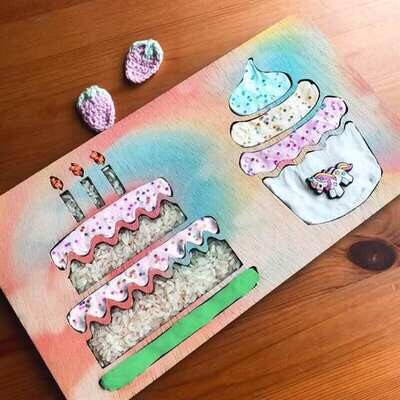 Birthday Cakes Sensory Tray (Painted or Natural)