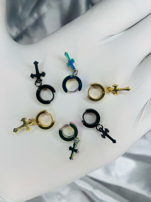 Cross Hoop Earring