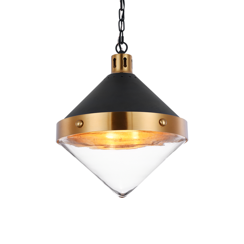 Sphericon Black/Aged Brass Clear Glass Pendant (C72203AGCL)