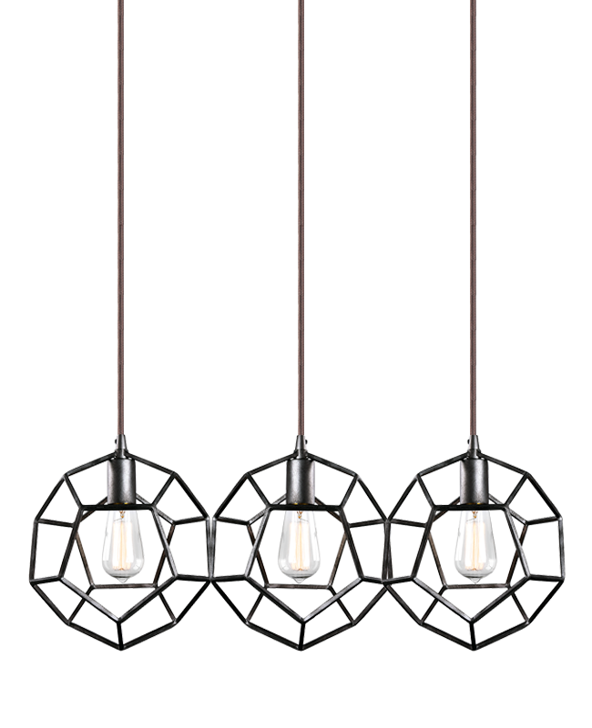 Geometry Series Linear 3 Light Rusty Black Chandelier (C54643RB)