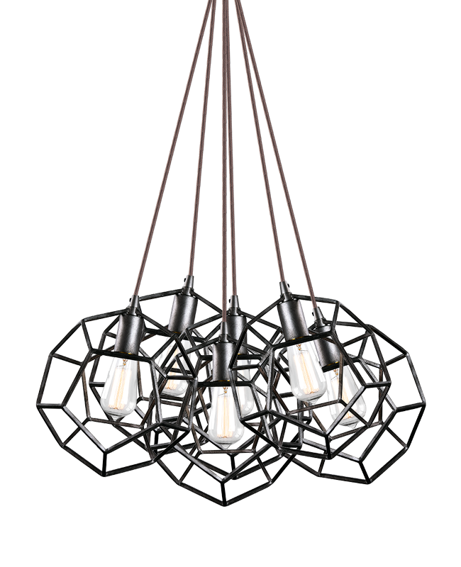 Geometry Series 6 Light Rusty Black Chandelier/Pendant (C54636RB)