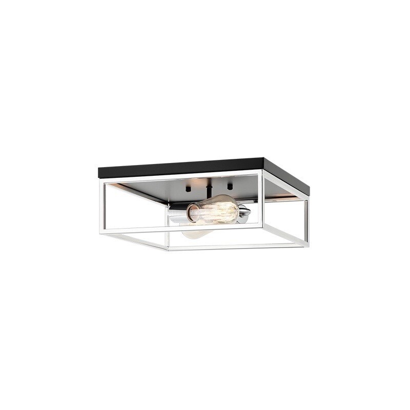 Clarke Small Black/Chrome Square Flush Mount (M15542BKCH)