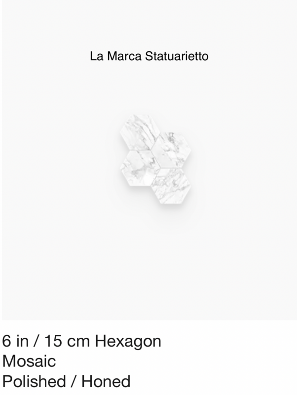 La Marca Series "Statuarietto" 6 inch hexagon mosaic (Anatolia) $21.60 SQFT