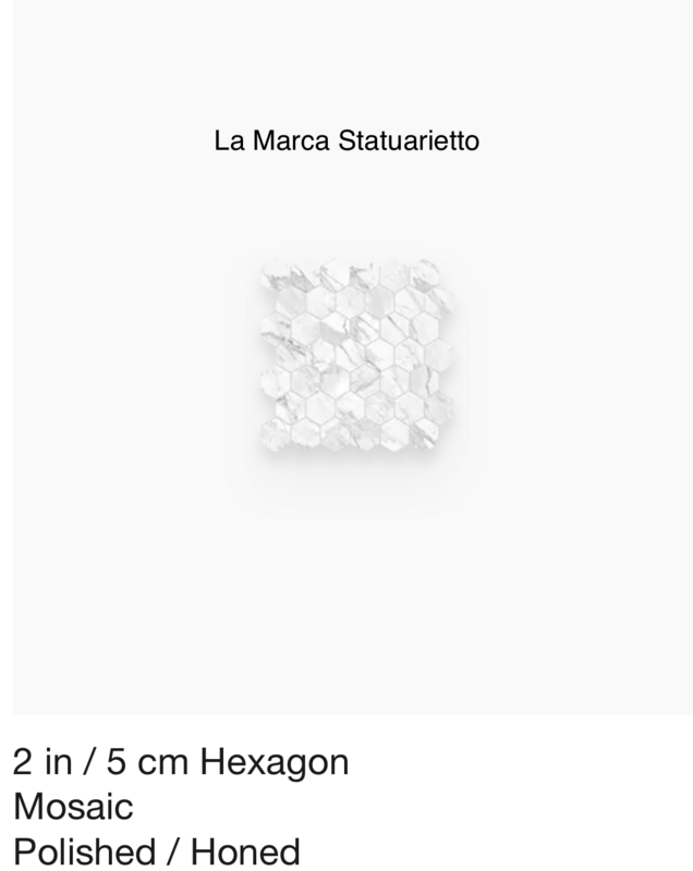 La Marca Series "Statuarietto" 2 inch hexagon mosaic (Anatolia) $25.14 SQFT
