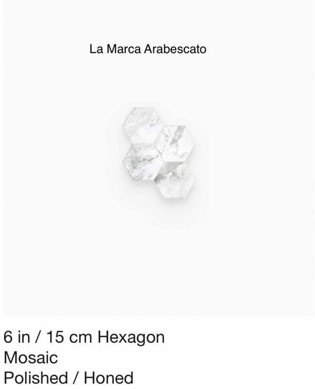 La Marca Series "Arabescato" 6 inch hexagon mosaic (Anatolia) $21.60 SQFT