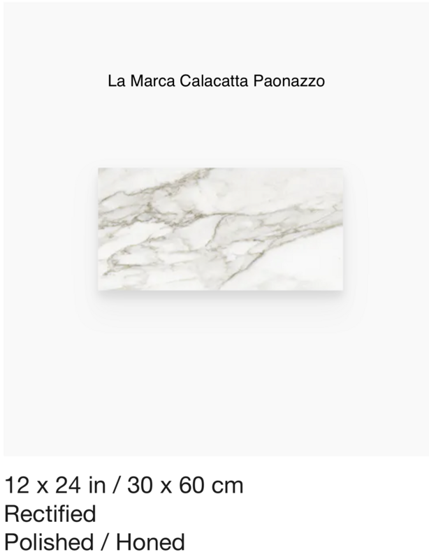 La Marca Series "Calacatta Paonazzo) 12x24 (Anatolia) $6.48 SQFT