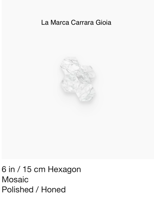 La Marca Series "Carrara Gioia" 6 inch hexagon mosaic (Anatolia) $21.60 SQFT