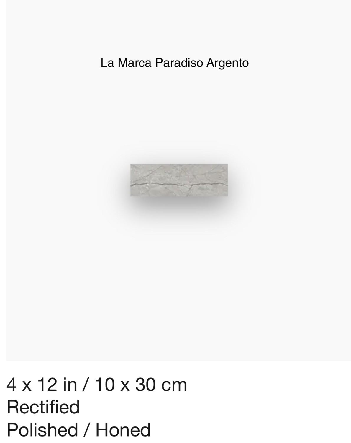 La Marca Series &quot;Paradiso Argento&quot; 4x12 (AN) $11.64 SQFT
