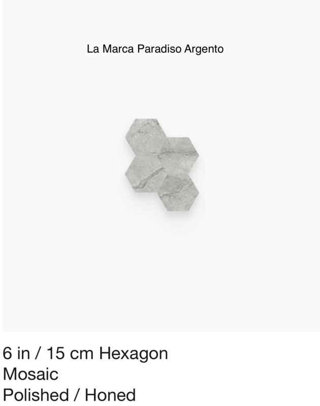 La Marca Series "Paradiso Argento" 6 inch hexagon mosaic (Anatolia) $21.60 SQFT